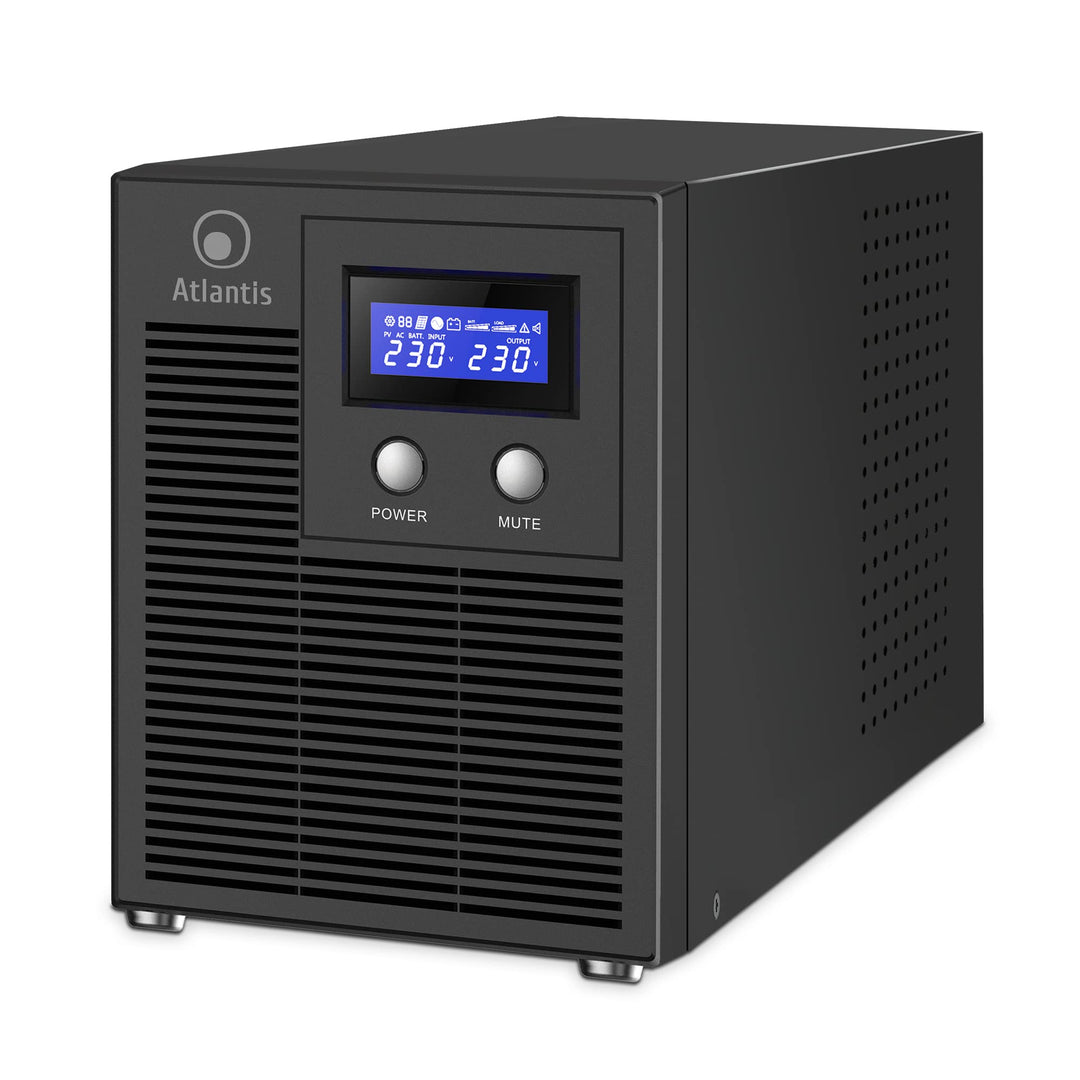 Atlantis A03-HP3003P Pure Sinuswelle 2000VA 1400W Line Interactive, LCD-Display, USB-HID-Anschluss,