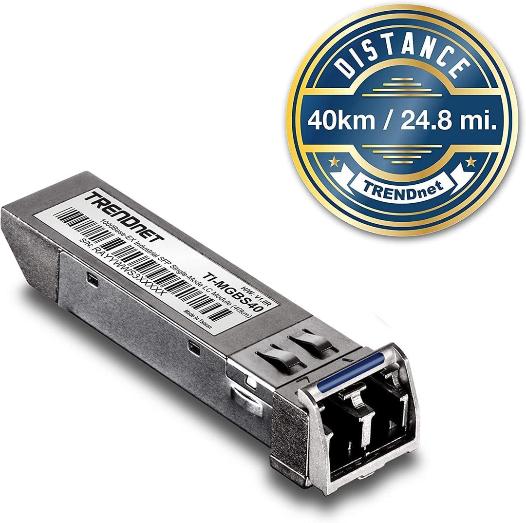 TRENDnet TI-MGBS40 1000Base-EX Industrielles SFP Single-Mode LC-Modul (40km-24.8 Miles), ANSI, Daten