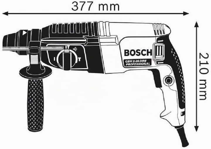 Bosch Professional Bohrhammer GBH 2-26 DRE (830 Watt , 2.7Joule, SDS-plus, Tiefenanschlag 210 mm, Al