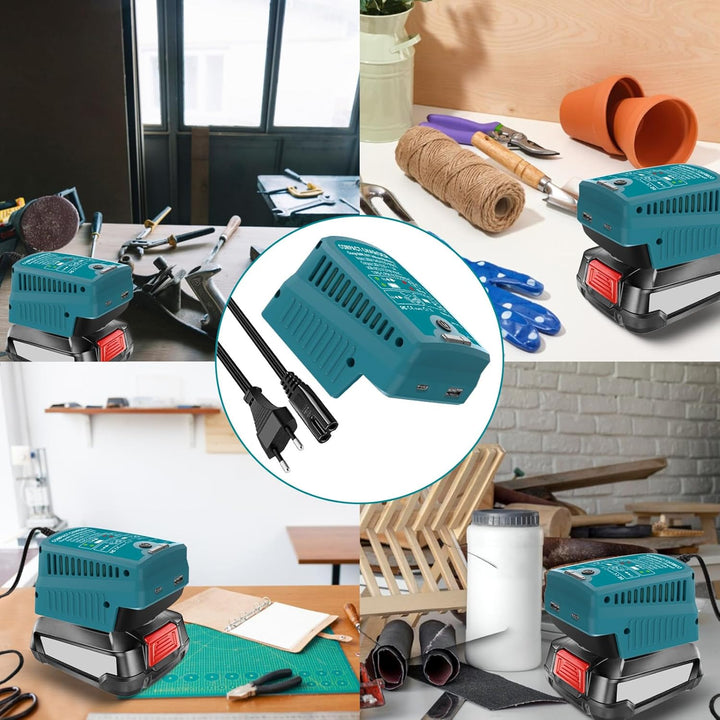 Schnellladegerät für Bosch 18V PBA Gome und Garten Ladegerät,mit USB & Type-C Output,Eingang 220V, A