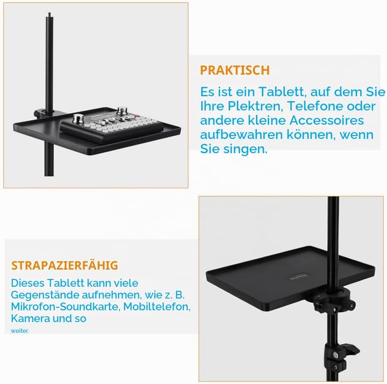 Supvox Mikrofonständer Ablage Soundkartenschale Verstellbares Live Broadcast Regal Kunststoff Tablet