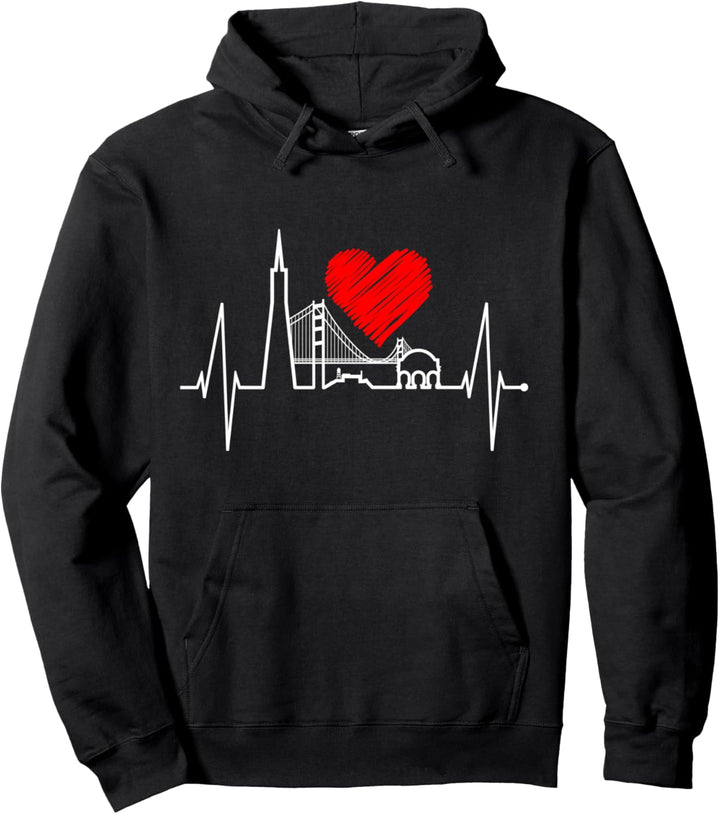 San Francisco Skyline Herzschlag Kalifornien San Francisco Pullover Hoodie
