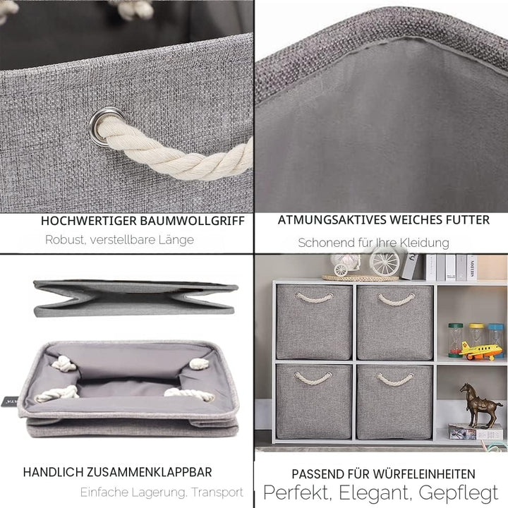 Mangata Stoff Aufbewahrungsbox 30x30x30 cm Faltbar Grau 3er Set Grau 30cm/ 3Pcs, Grau 30cm/ 3Pcs