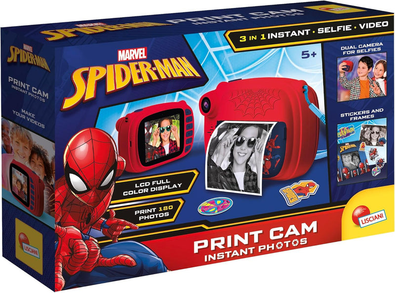 Lisciani - Spider-Man Print CAM - Sofortbildkamera - Hi-Tech Educative - 4 Zoll Farbbildschirm - Dua