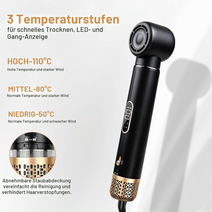 Hair Styler 5 in 1, Airstyler Haarstyler Set mit LCD-Bildschirm, Rundbürstenföhn, Warmluftbürste, Ai