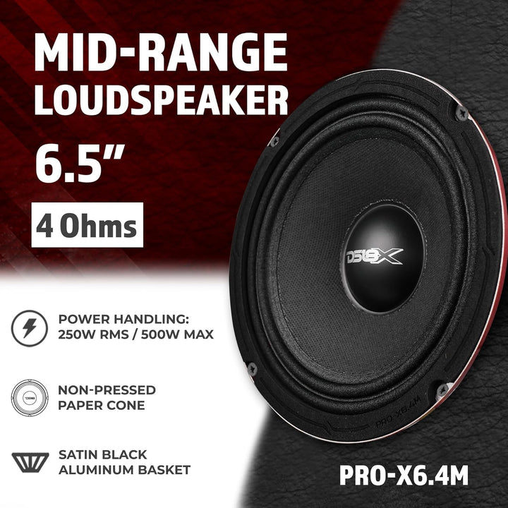 DS18 Car Midrange Speaker 6" Inch 450w Watt 4Ohm Bass Loudspeaker PRO-X6.4M Classic 4 Ohm 16,5 cm, C