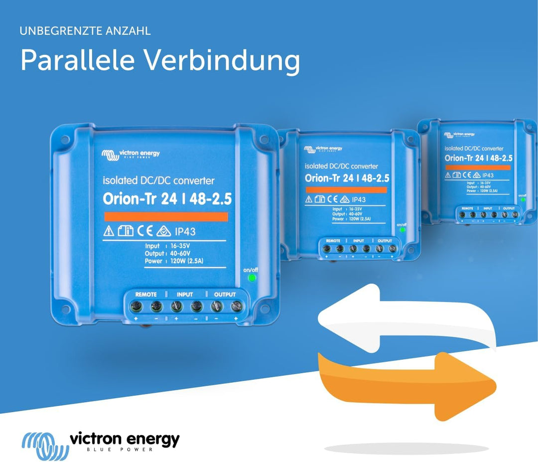 Victron Energy Orion-Tr IP43 24/48-Volt 2.5 Amp 120-Watt DC-DC Konverter, Isoliert STANDARD, STANDAR