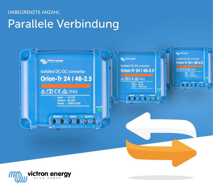 Victron Energy Orion-Tr IP43 24/48-Volt 2.5 Amp 120-Watt DC-DC Konverter, Isoliert STANDARD, STANDAR