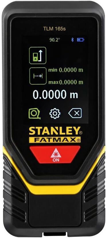 Stanley Laser-Entfernungsmesser TLM165s (Längen-, Flächen-, Volumen- und Höhenmessung, Bluetooth Dat