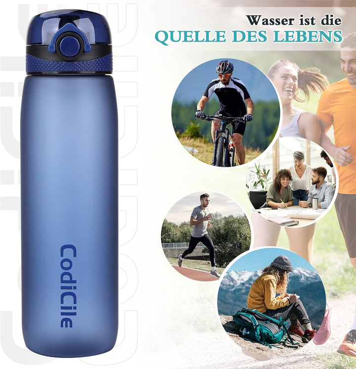 CodiCile Trinkflasche 1L, Wasserflasche 1L BPA-Frei, Auslaufsichere 1 Liter Trinkflasche, Tritan Spo