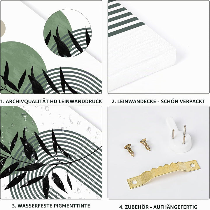 3 Panels 3D Marineblaue Goldblumen Mit Rahmen Leinwand Bilder Monstera Kokosnuss Blätter Bild auf Le