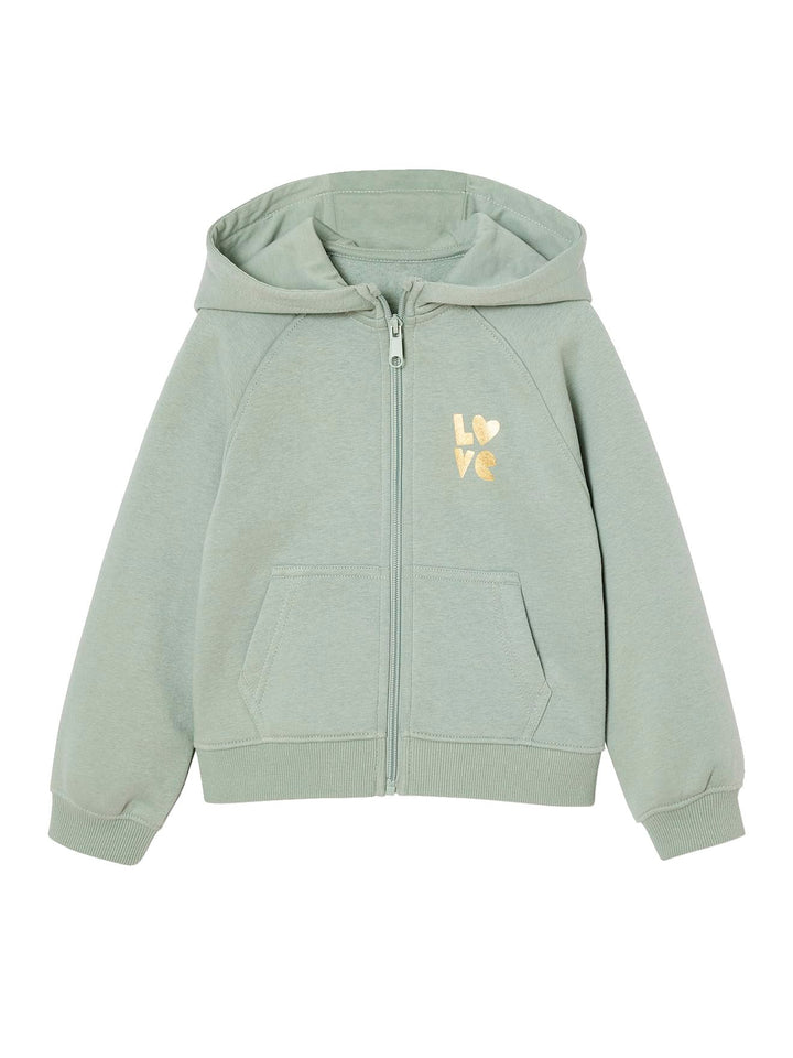 Vertbaudet Mädchen Kapuzensweatjacke für Sport und Freizeit mit Recycling-Polyester Vert 92-98, Vert