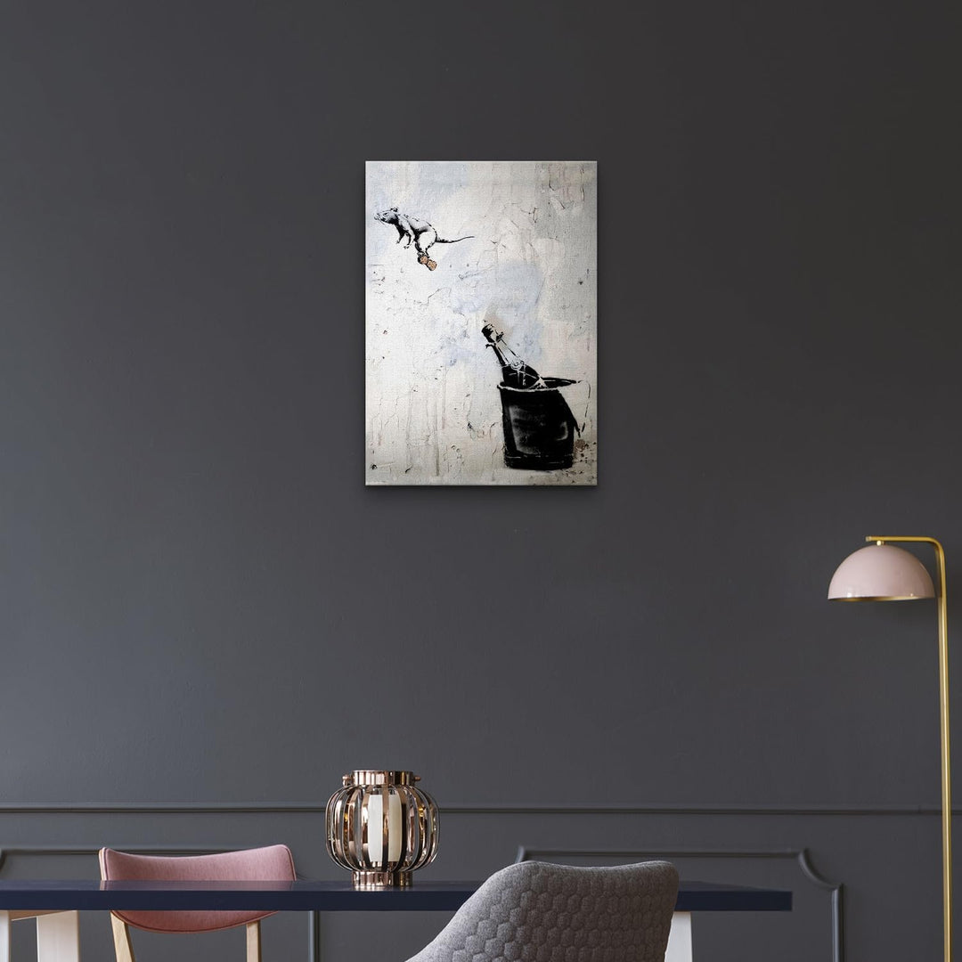 Giallobus - Gemälde - Banksy - - Standardleinwand - 50x70-14 - Maus auf dem Flaschenverschluss - Ber