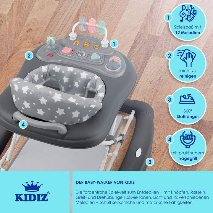 KIDIZ® 4in1 Lauflernhilfe Babywalker Spiel- und Lauflernwagen Gehfrei Schaukelfunktion Babywippe mit