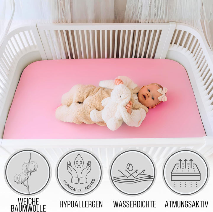 Bisoo Spannbettlaken Beistellbett wasserdichte 50x80 / 50x83 - Spannbettlaken Matratzenschoner 100%