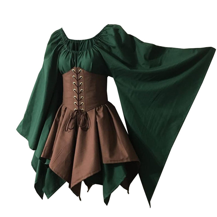 Traditionelles irisches Kleid für Damen, Renaissance, Mittelalter, Kostüm, ausgestellte Ärmel, Korse