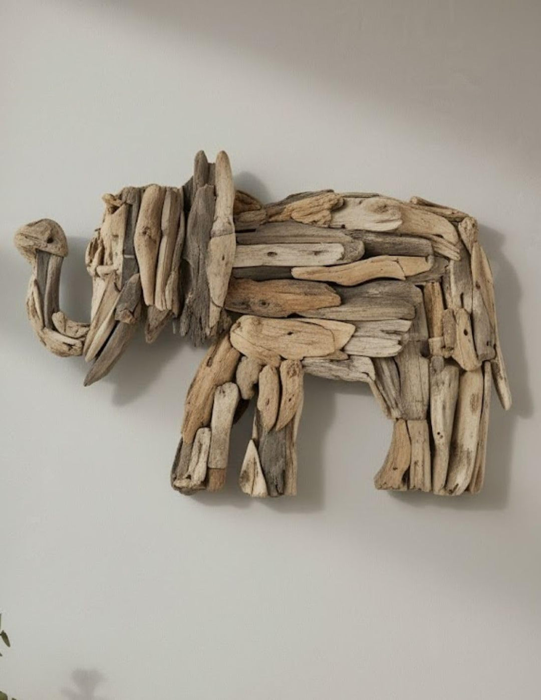 Elefant aus Treibholz, 60 cm, Wanddekoration.