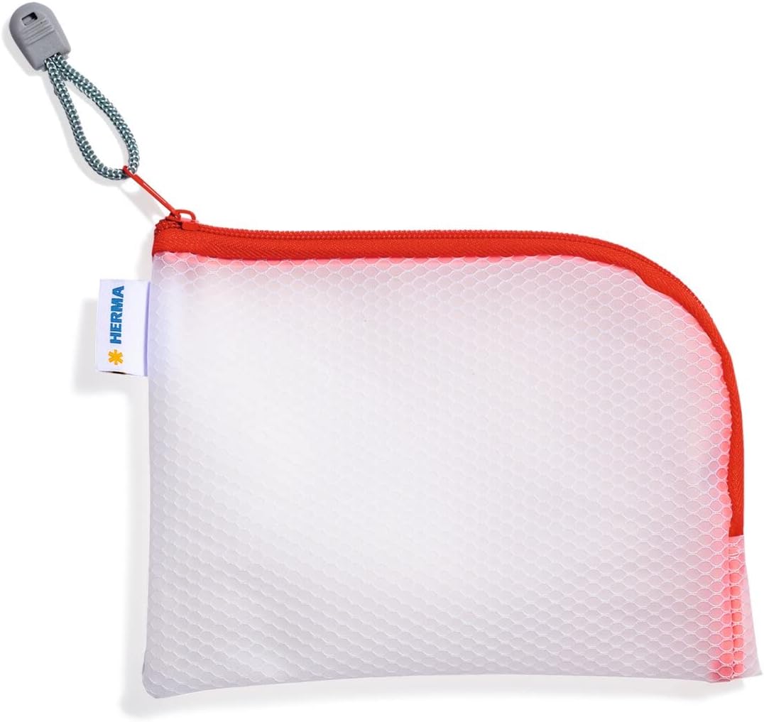 HERMA 20019 Reissverschlusstasche Reiseetui A6 transparent bunt, 10 Stück, kleine verschliessbare Si
