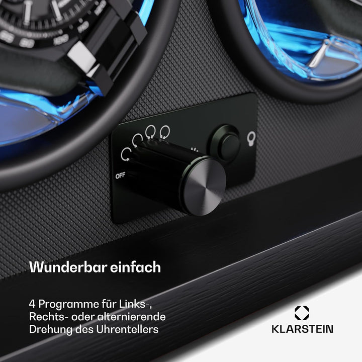 Klarstein Uhrenbeweger für Automatikuhren, Automatik-Uhrenbeweger für 2 Uhren mit Acryl-Tür, Automat