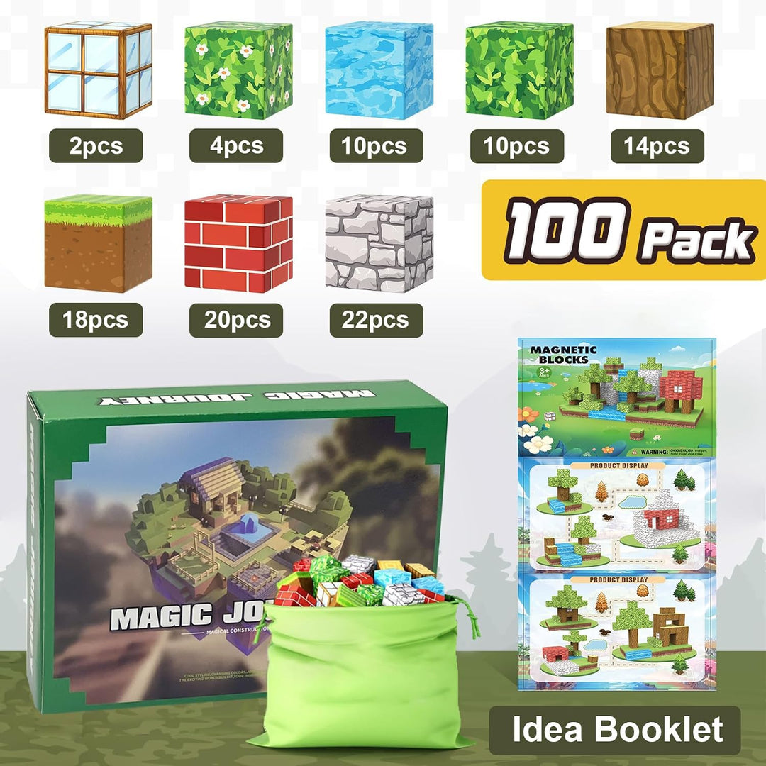 Magnetische Bausteine, 100 Stück, magnetische Bausteine, Dampfspielzeug für Kinder, Bauen Sie eine m