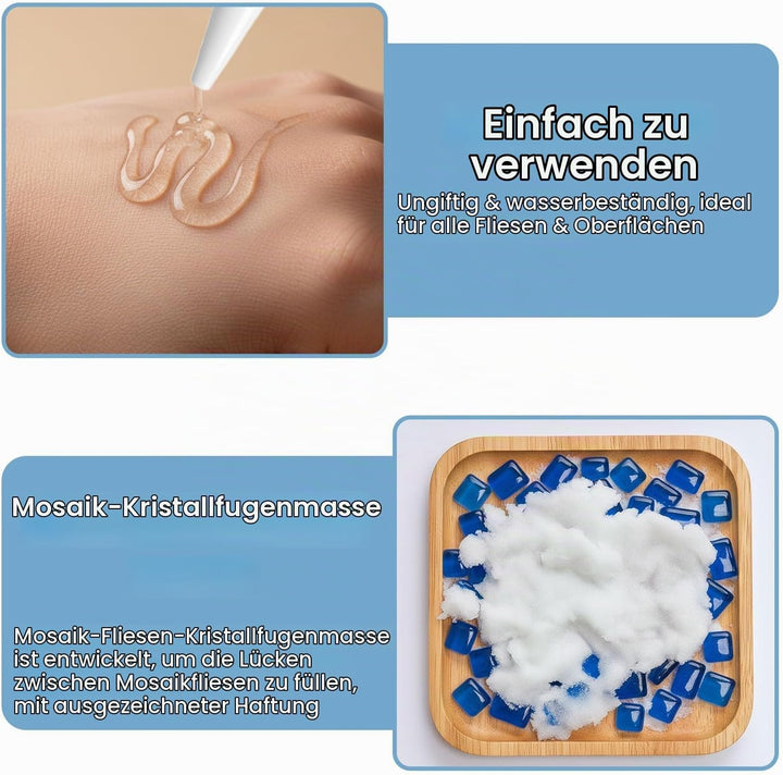 DINGSEN Mosaik-Set, inklusive Mosaikkleber und Fugenmasse, Applikator, Handschuhe, perfekt für Heimd