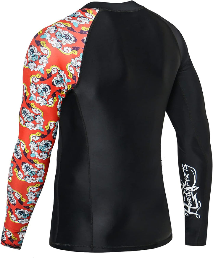 HUGE SPORTS Herren Spleiss Rashguard Langarm Rash Guard Shirt Langarmshirt alle Outdoor Aktivitäten
