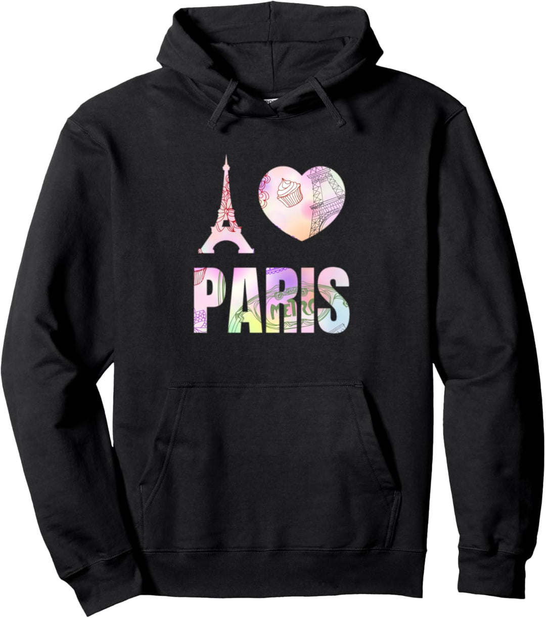 I Love Paris Frankreich Eiffelturm Souvenir Pastellfarben Pullover Hoodie