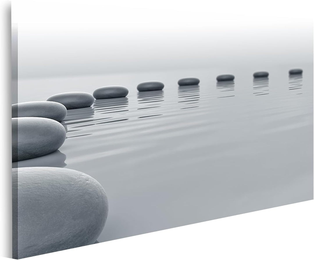 islandburner Bild auf Leinwand Steine Im Wasser Kreisförmig Angeordnet Bilder Wandbilder Poster, Lei
