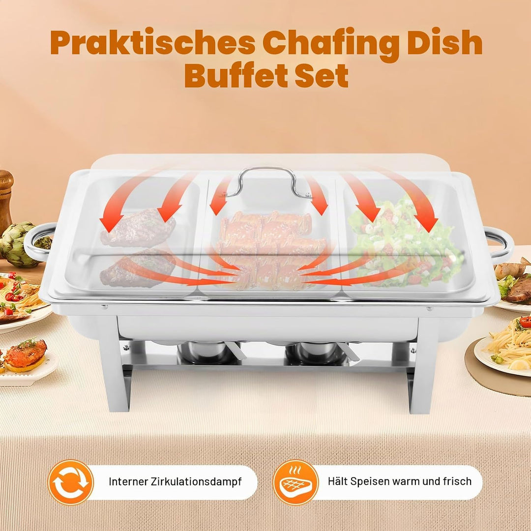 Warmhaltebehälter Essen, 9L Edelstahl 3-teilig Wärmebehälter für Speisen, Speisewärmer, Speisenwärme