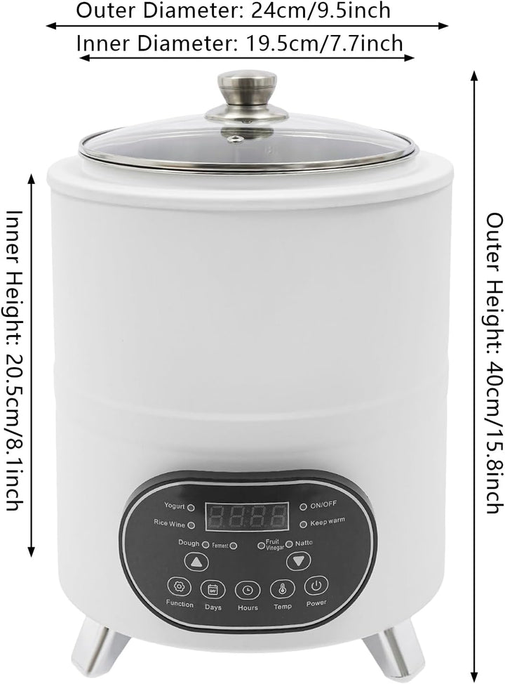 Joghurtmaschine 8 Liter, Edelstahl 304, Joghurtbereiter mit Temperaturregelung 25-80°C, für Fruchtes