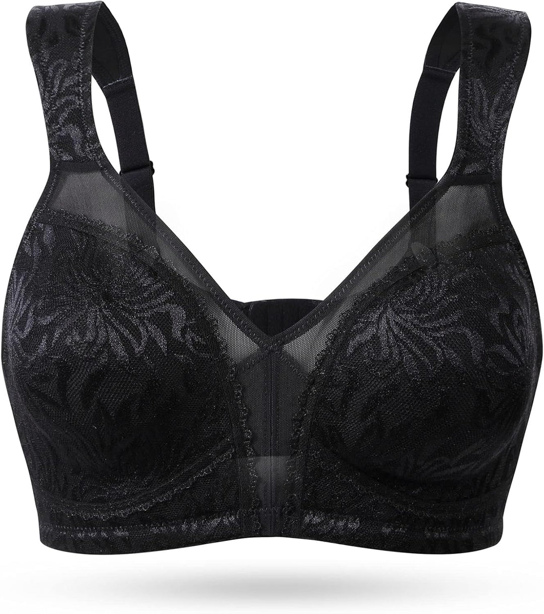 Wingslove Damen Minimizer BH ohne Bügel Grosse Brüste Bügelloser Entlastungs Breite Träger Vollfigur