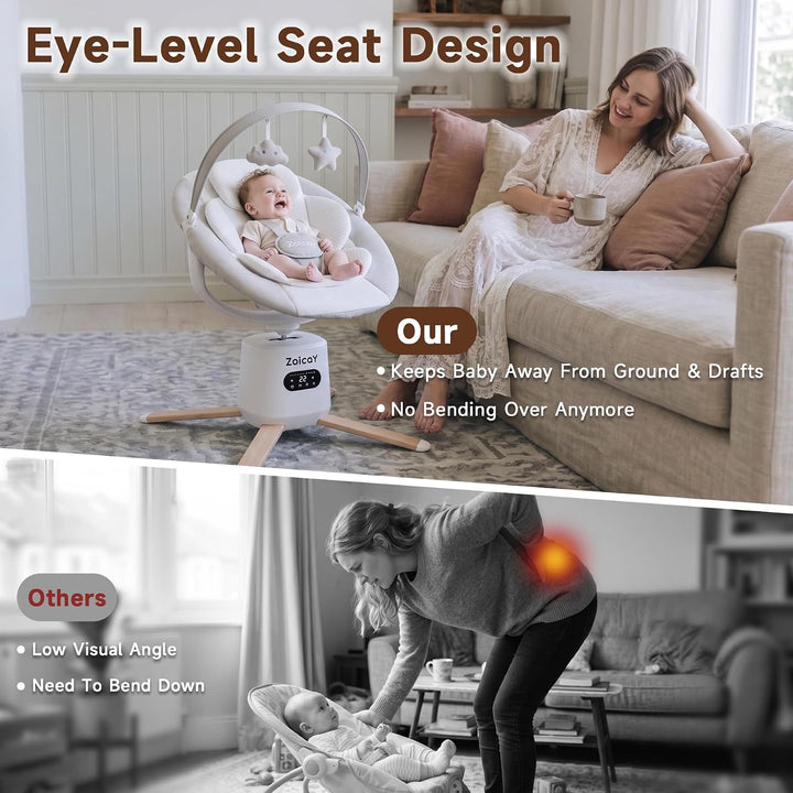 Babywippe Elektrisch Zoicay Baby wippe Elektrisch mit 9 Schaukelmodi 360° sitzdrehung Timing und Mus