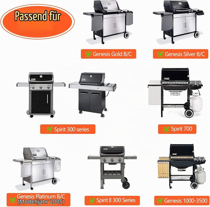 GFTIME 44.5 x 30.2cm 7638 Gusseisen Grillroste für Weber Spirit I &amp; II E/S-310 320 330 (mit vorderen