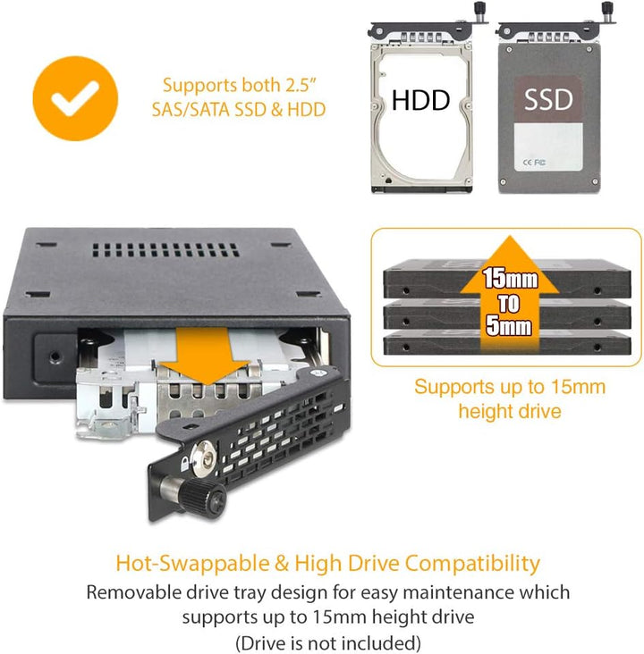 ICY DOCK SATA/SAS Hot Swap Wechselrahmen für 2,5 Zoll (6,4cm) SSD/HDD - Vollmetall mit Thumbscrew To