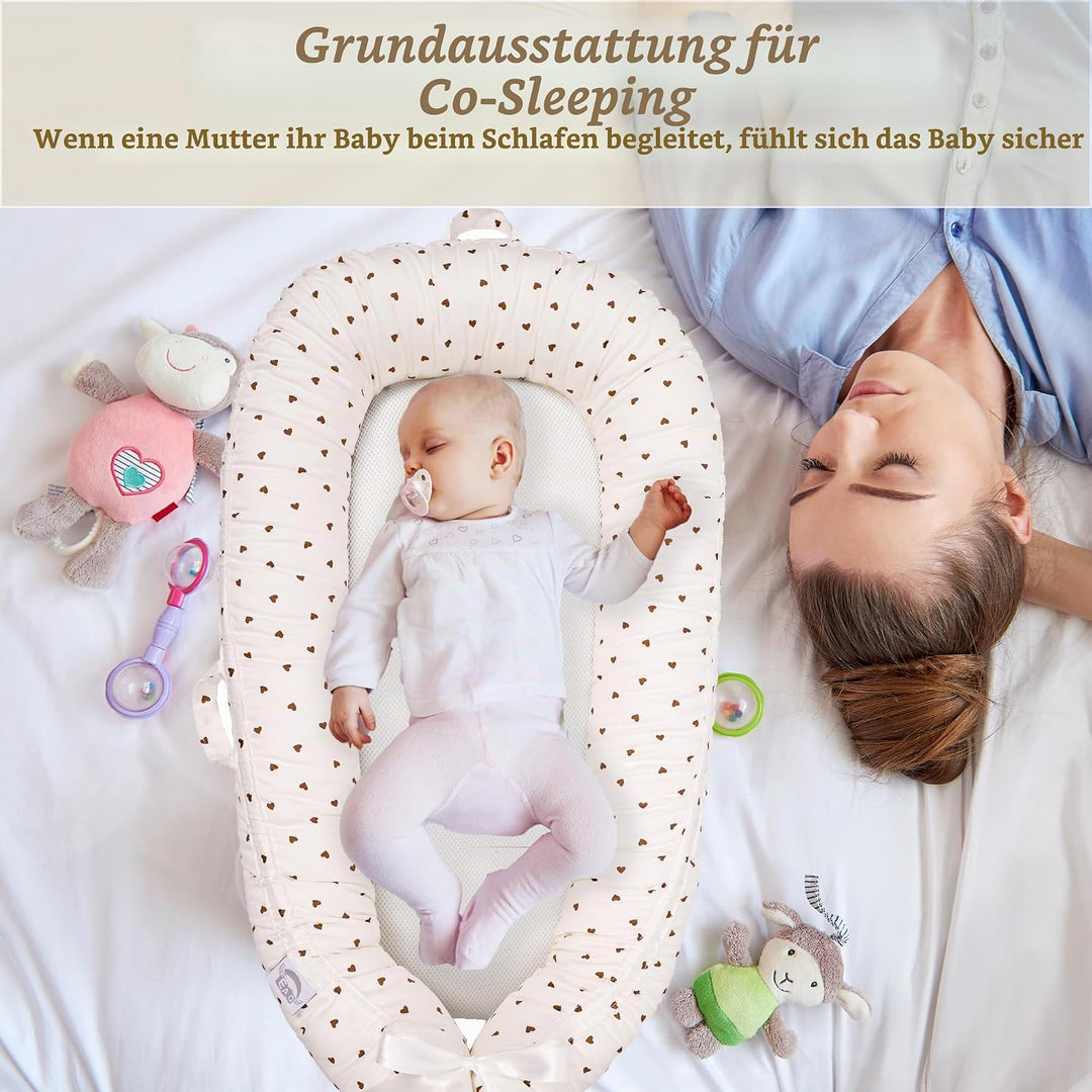 EAQ Babynest Nestchen Baby Weiches Atmungsaktives baby bett für Neugeborene Geschenk 100% Baumwolle
