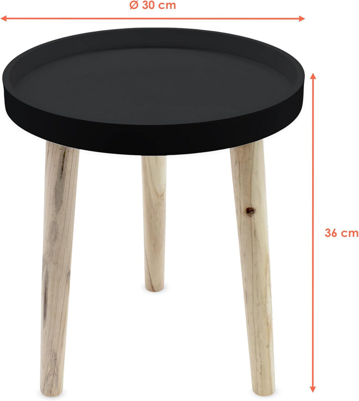 Spetebo Deko Holz Tisch 36x30 cm - schwarz - Kleiner Beistelltisch Couchtisch Sofatisch, Schwarz