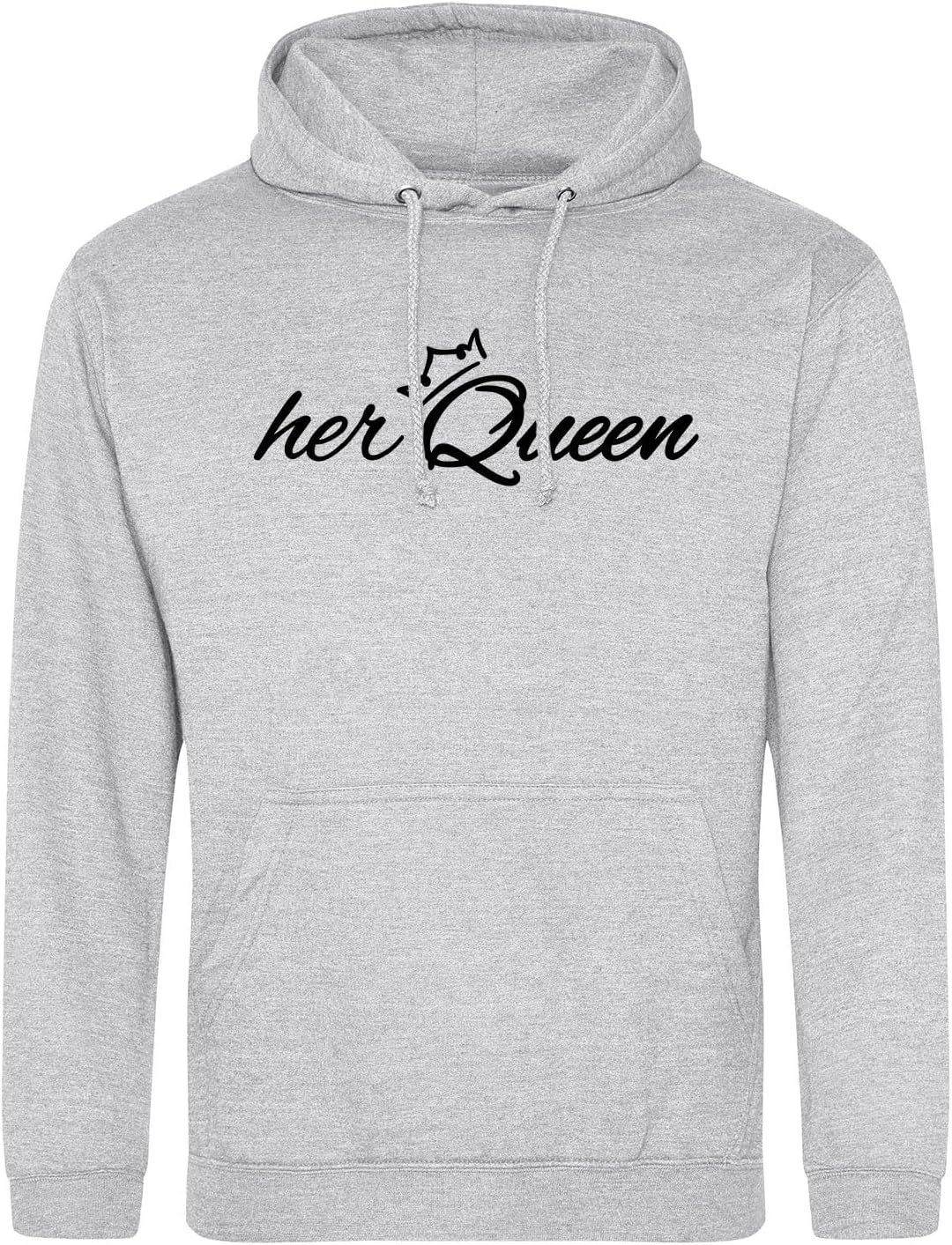 huuraa Unisex Hoodie her Queen Krone Pullover Vegan Grösse 3XL Heather Grey mit Motiv Hochzeits Gesc