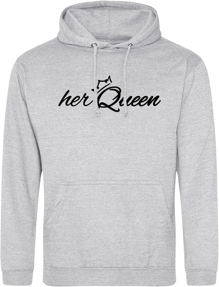 huuraa Unisex Hoodie her Queen Krone Pullover Vegan Grösse XXL Heather Grey mit Motiv Hochzeits Gesc
