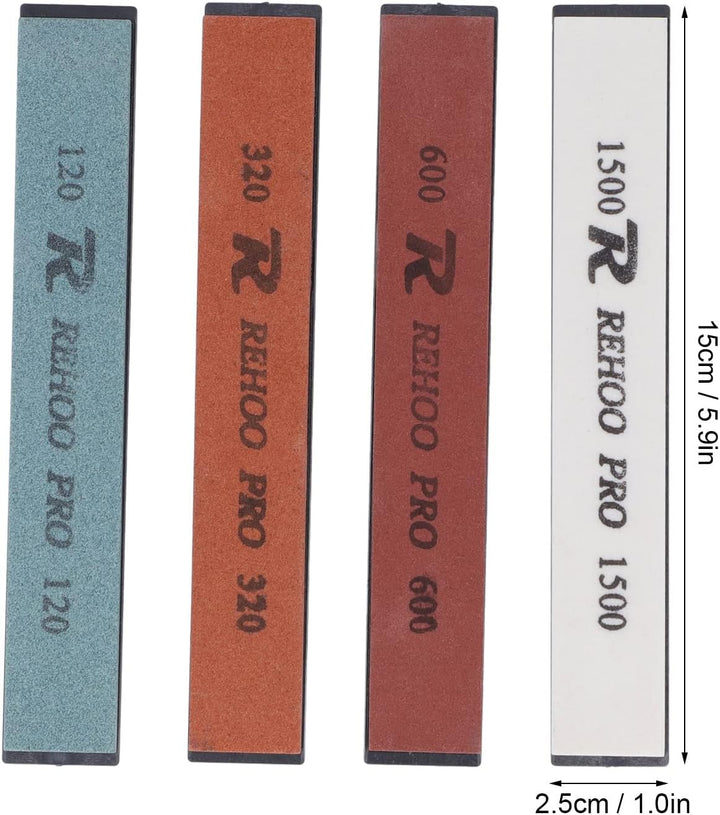 Schleifstein-Set, 4-seitiger Schleifstein, Körnung 120, 320, 600, 1500, Messerschärfstein, Schleifst