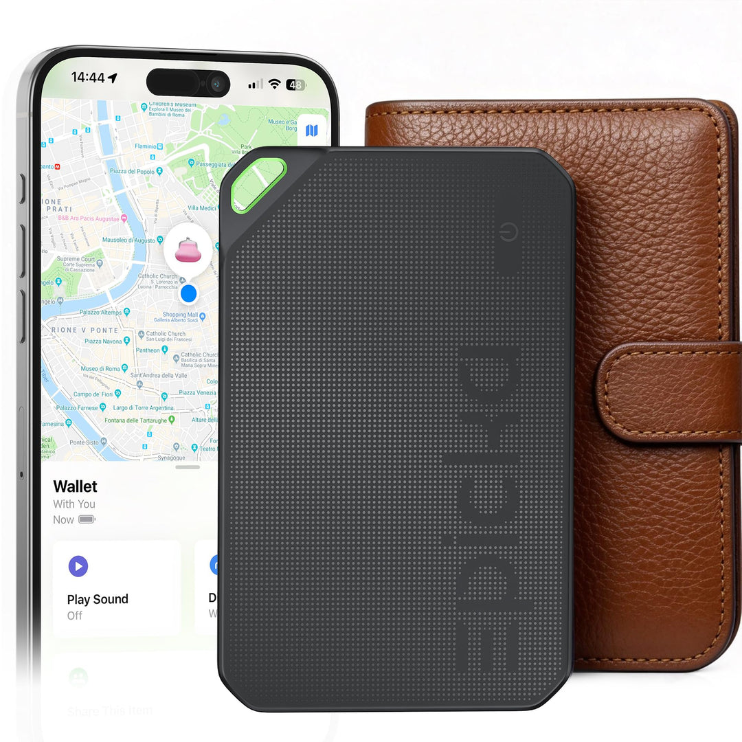 Reyke Dünne Geldbörsen-Tracker-Karte, wiederaufladbarer Geldbörsenfinder, kompatibel mit Apple Find