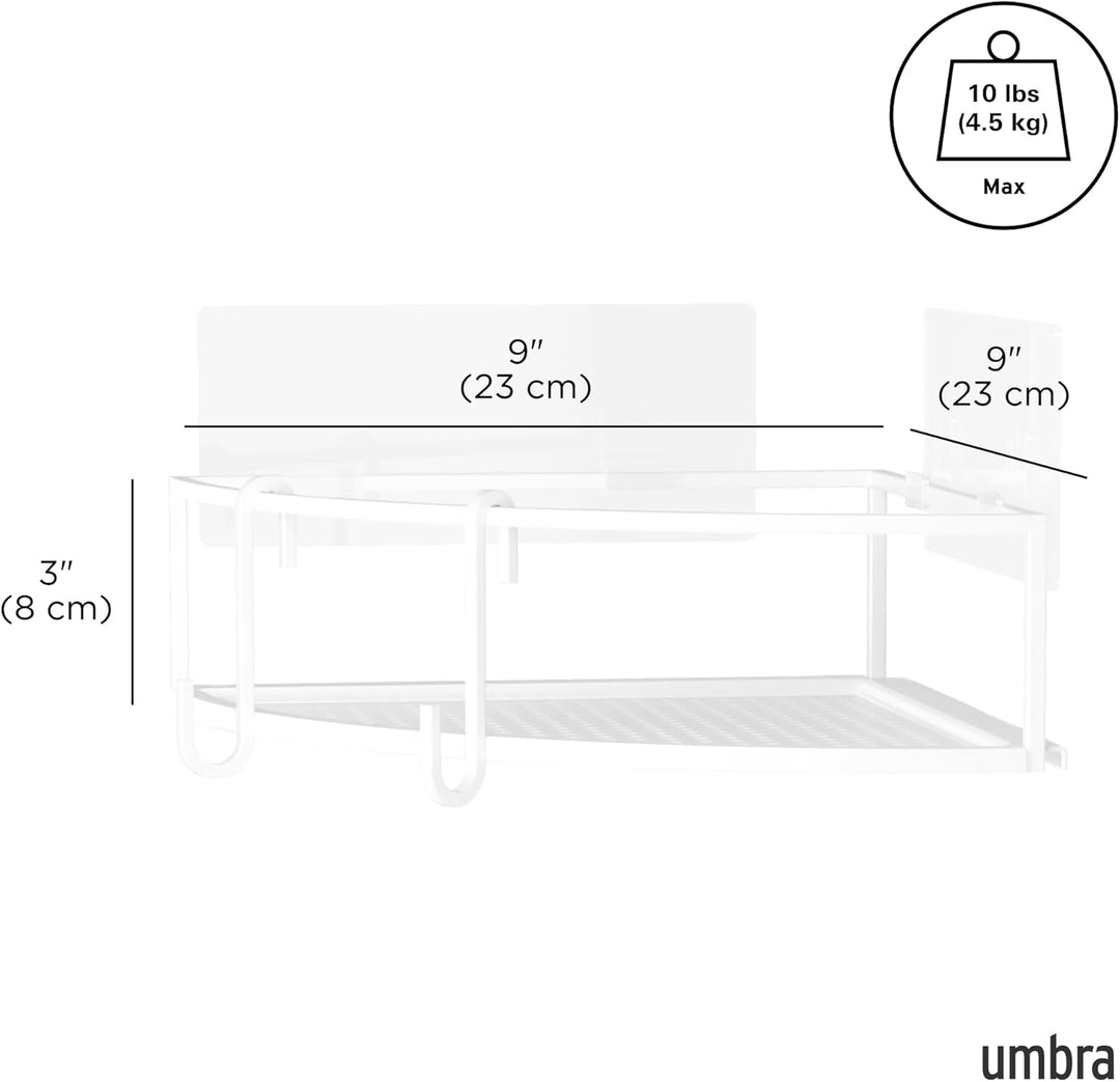 Umbra Cubiko Eckregale, Duschablage ohne Bohren mit Haken, Weiss, 2er-Set