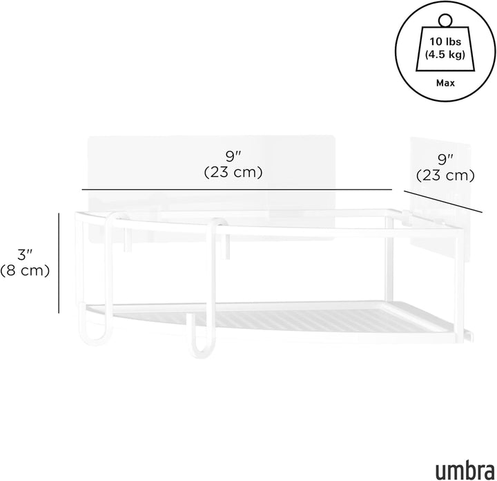 Umbra Cubiko Eckregale, Duschablage ohne Bohren mit Haken, Weiss, 2er-Set