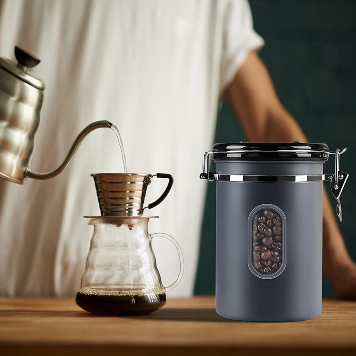 ROCKY&CHAO Kaffeedose Luftdicht aus Edelstahl 1,8L Kaffeebhnen Behälter 600g Vorratsdose für Tee Nüs