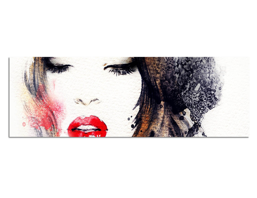 Paul Sinus Art Panoramabild auf Leinwand und Keilrahmen 150x50cm Handmalerei Mädchen Frau Gesicht