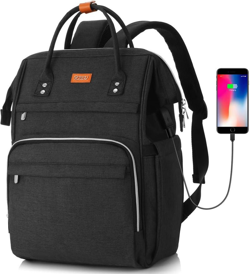 Rucksack Damen, Rucksack Schule mit 15.6 Zoll Laptopfach & USB-Ladeanschluss,Schulrucksack Mädchen T