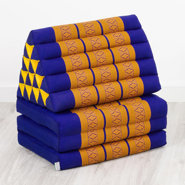 livasia Thaikissen 3 Auflagen extrahoch - 185x55x8cm - Dreieckskissen mit Klappmatratze, Kapok, Jumb