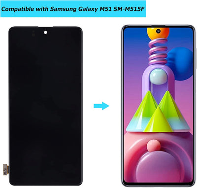 Vvsialeek Neu Ersatz AMOLED Plus Display Kompatibel Für Samsung Galaxy M51 SM-M515F Schwarz LCD Touc