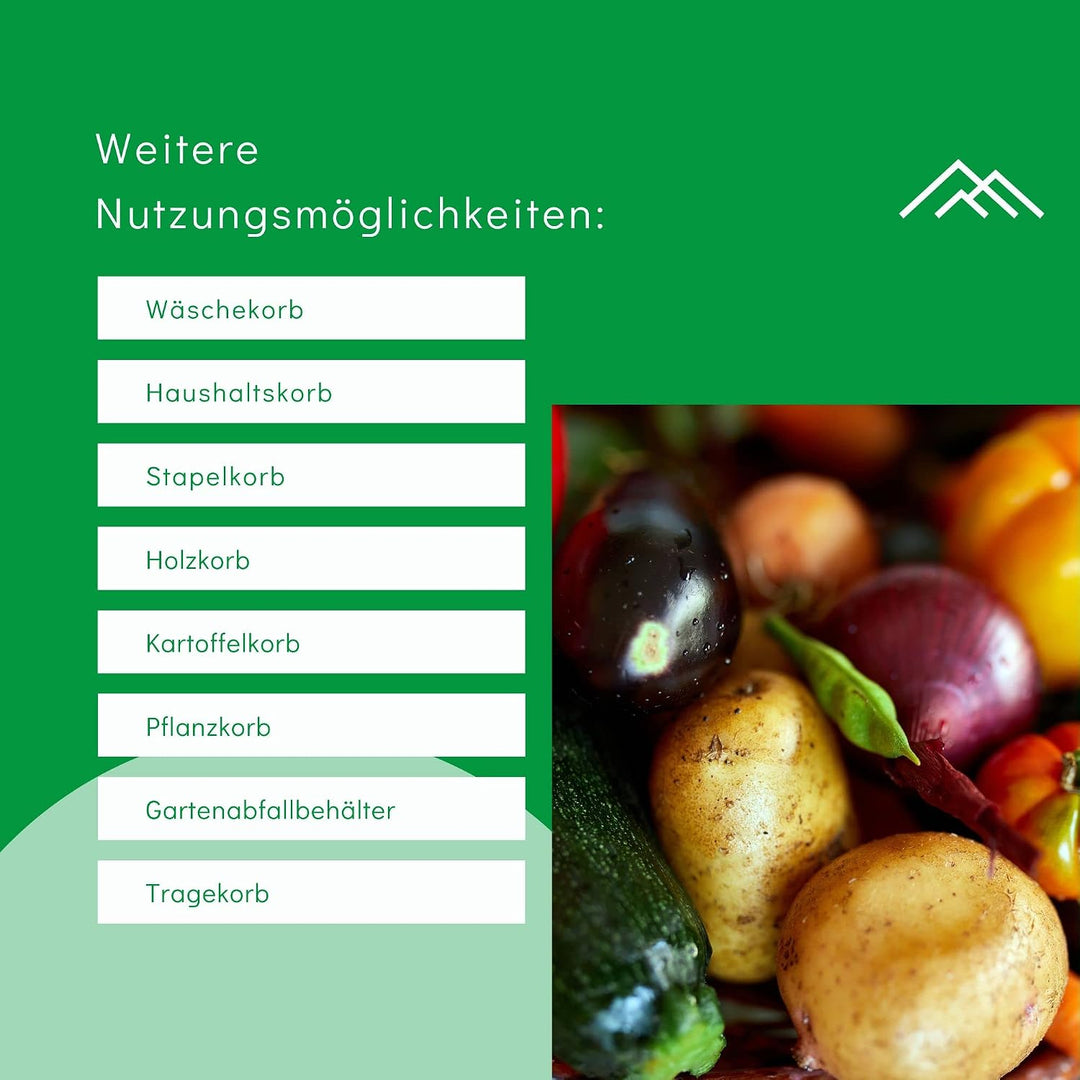 Novatool 6X Gartenkorb grün 25 L Erntekorb 40cm Drehstapelkorb Laubkorb Kunststoffkorb Mehrzweckkorb