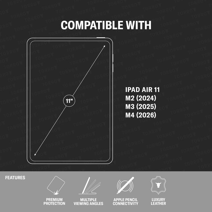TORRO Hülle Kompatibel mit iPad Air 5 / Air 4 - Echtleder iPad Air 2022/2020 Hülle mit Standfunktion