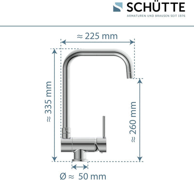 SCHÜTTE 24550 Küchenarmatur WINDOW, Wasserhahn Unterfenster, Spültischarmatur Vorfenster, Wasserhahn